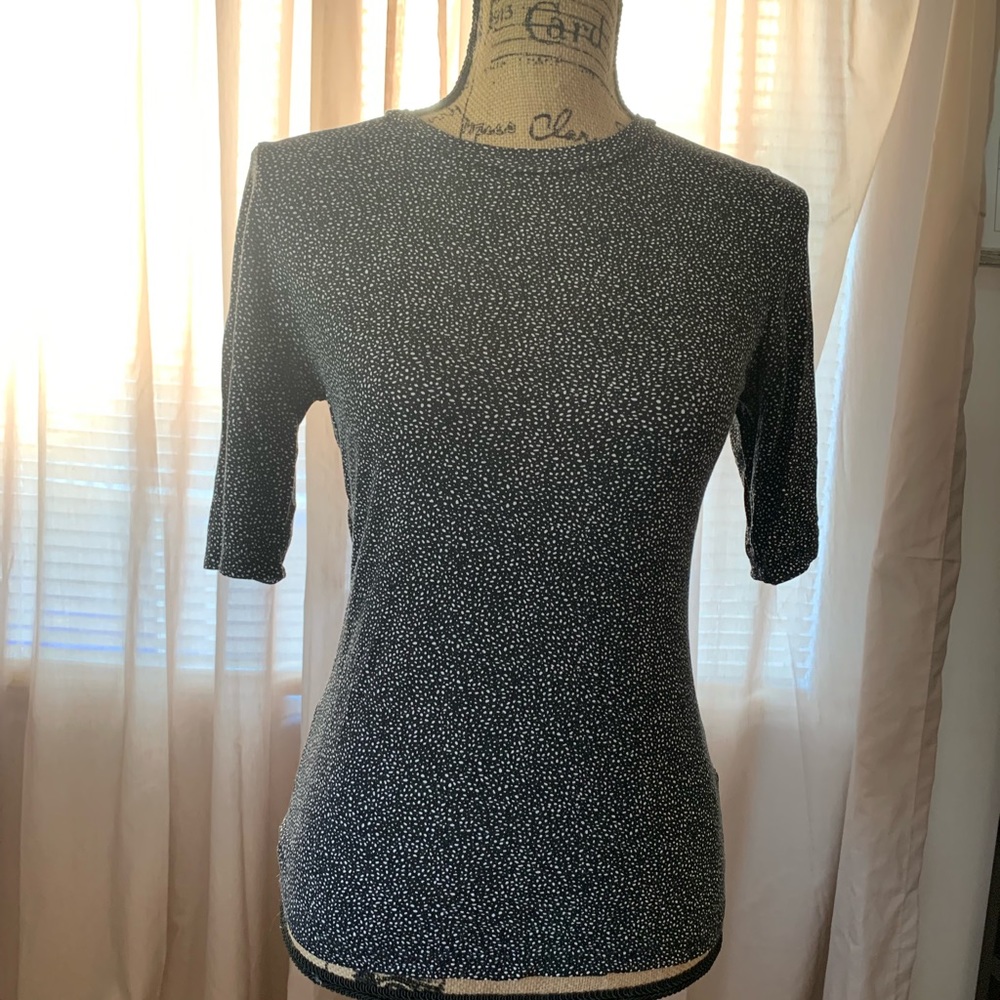 Dark blue printed work shirt in Size Small